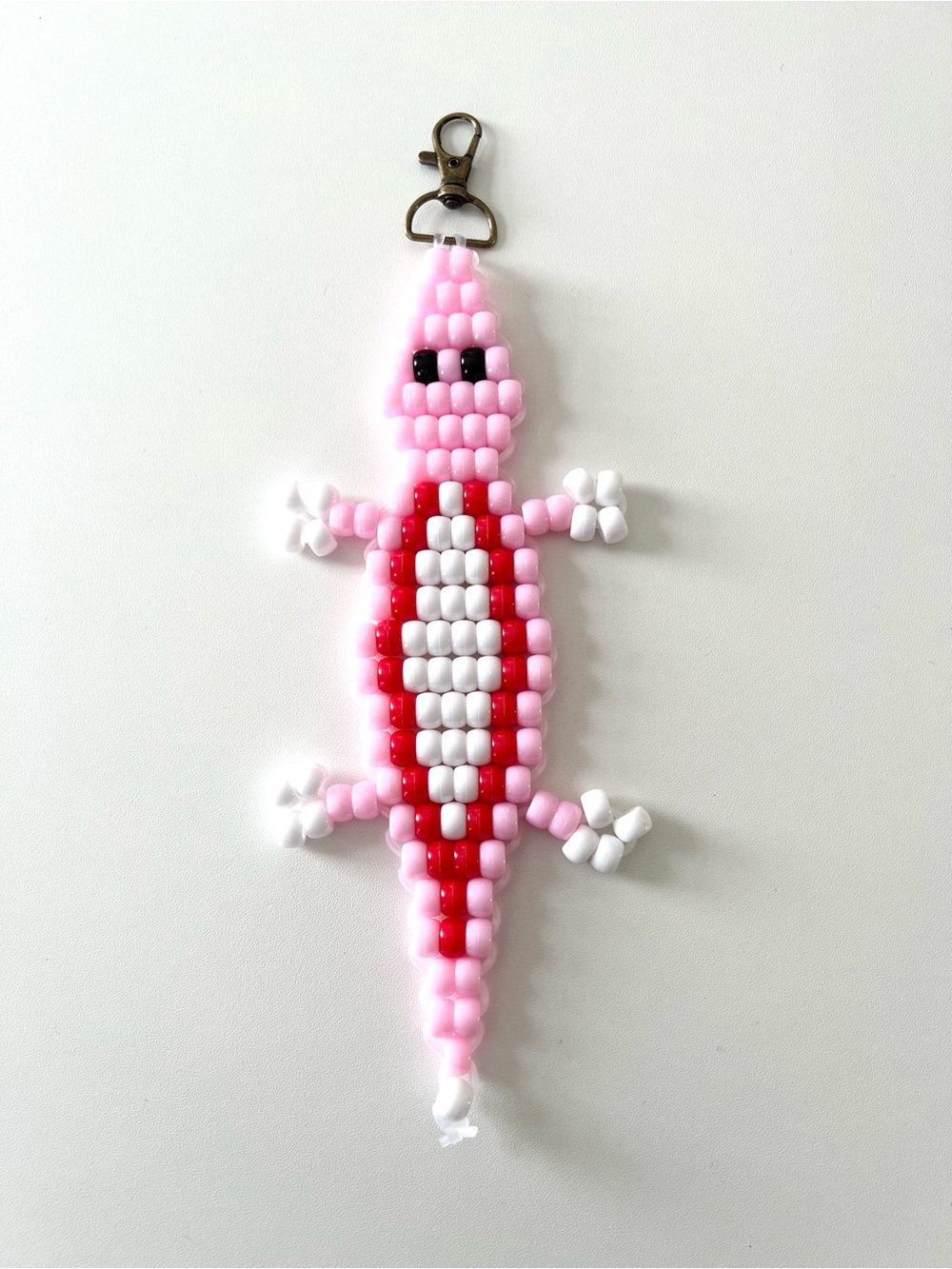 Handmade Beaded Crocodile Keychain 8.5”